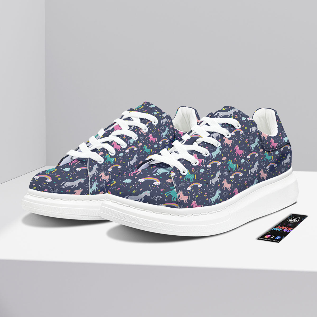 Unicorn Doodle Print Pattern Platform Shoes-grizzshop