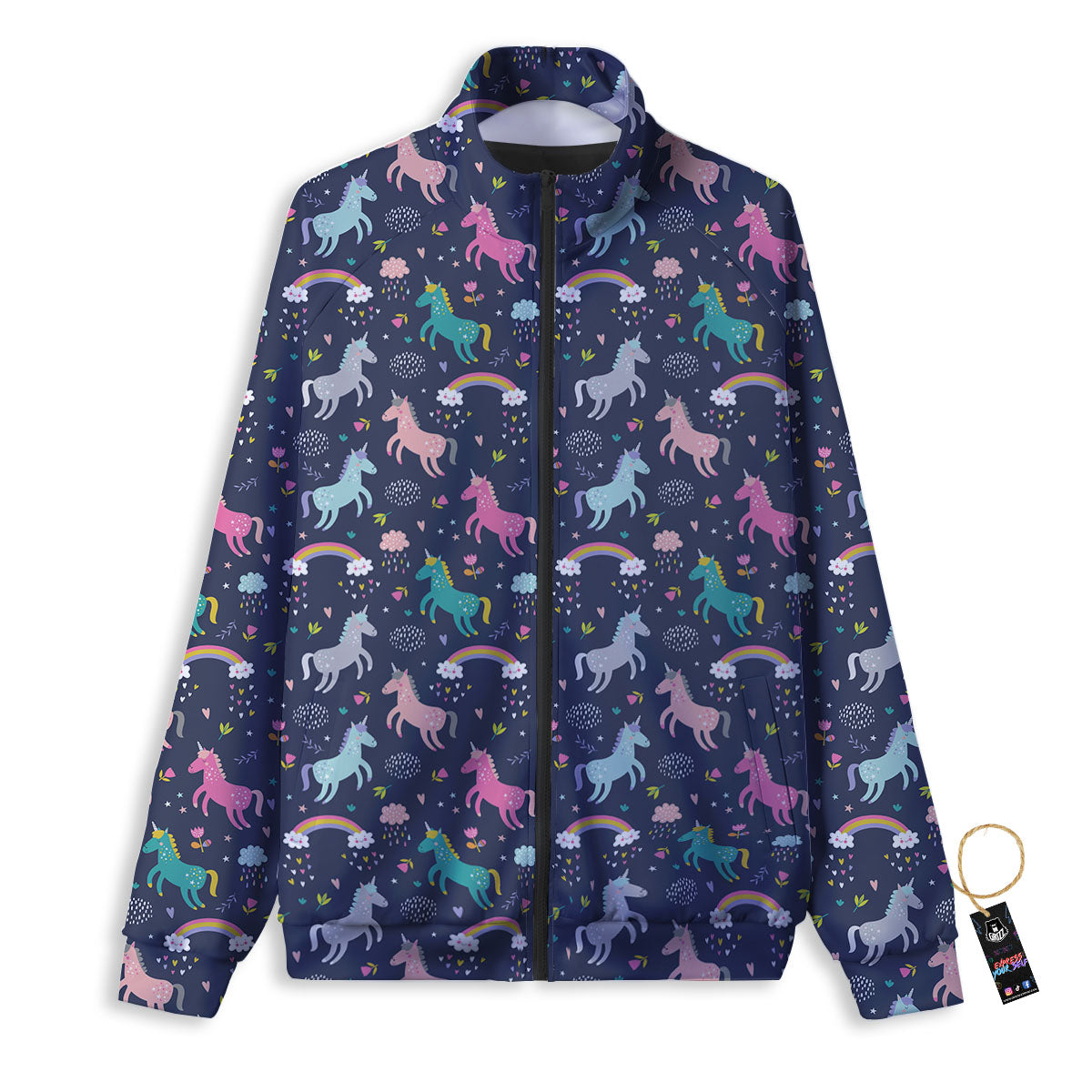 Unicorn Doodle Print Pattern Track Jacket-grizzshop
