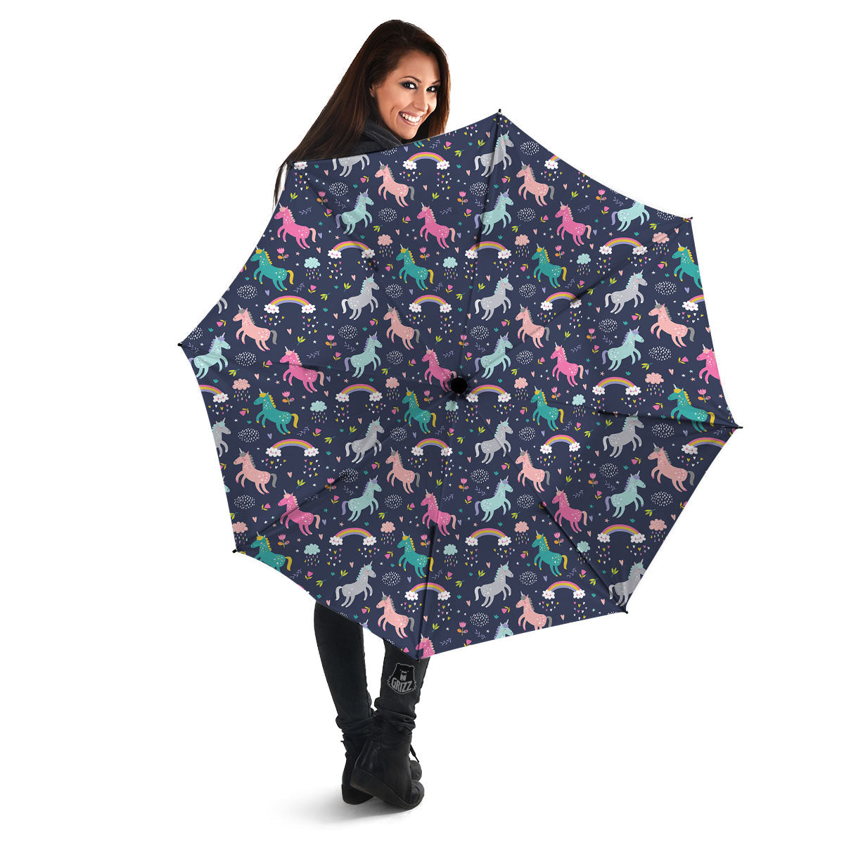 Unicorn Doodle Print Pattern Umbrella-grizzshop