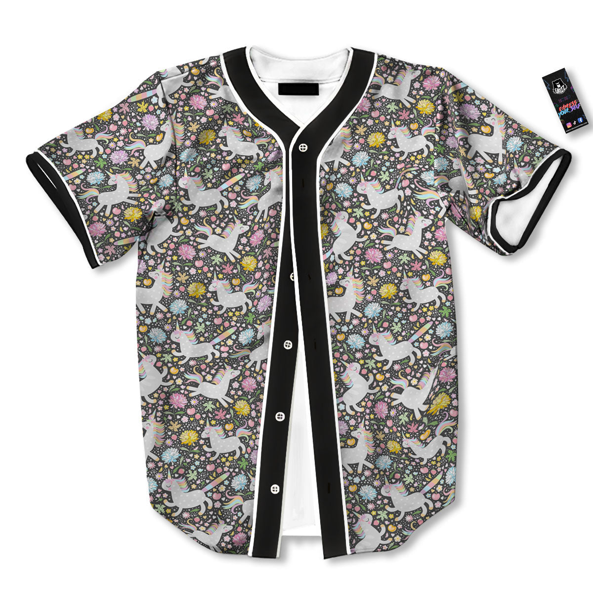 Unicorn Fairy Floral Print Pattern Baseball Jersey-grizzshop