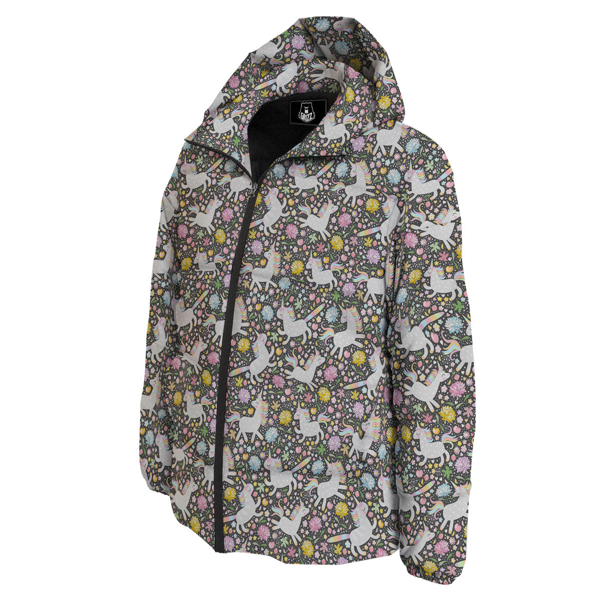 Unicorn Fairy Floral Print Pattern Down Jacket-grizzshop