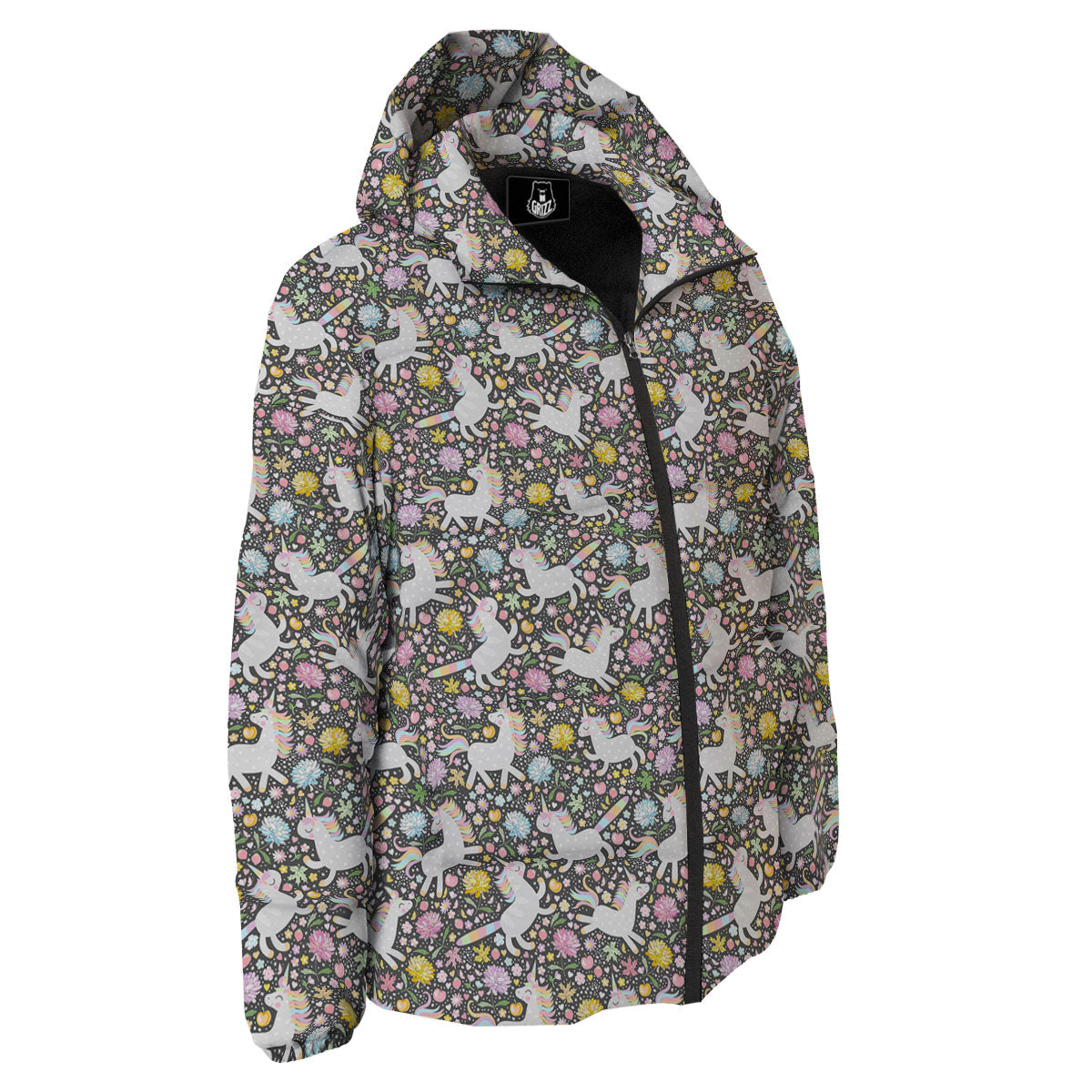 Unicorn Fairy Floral Print Pattern Down Jacket-grizzshop