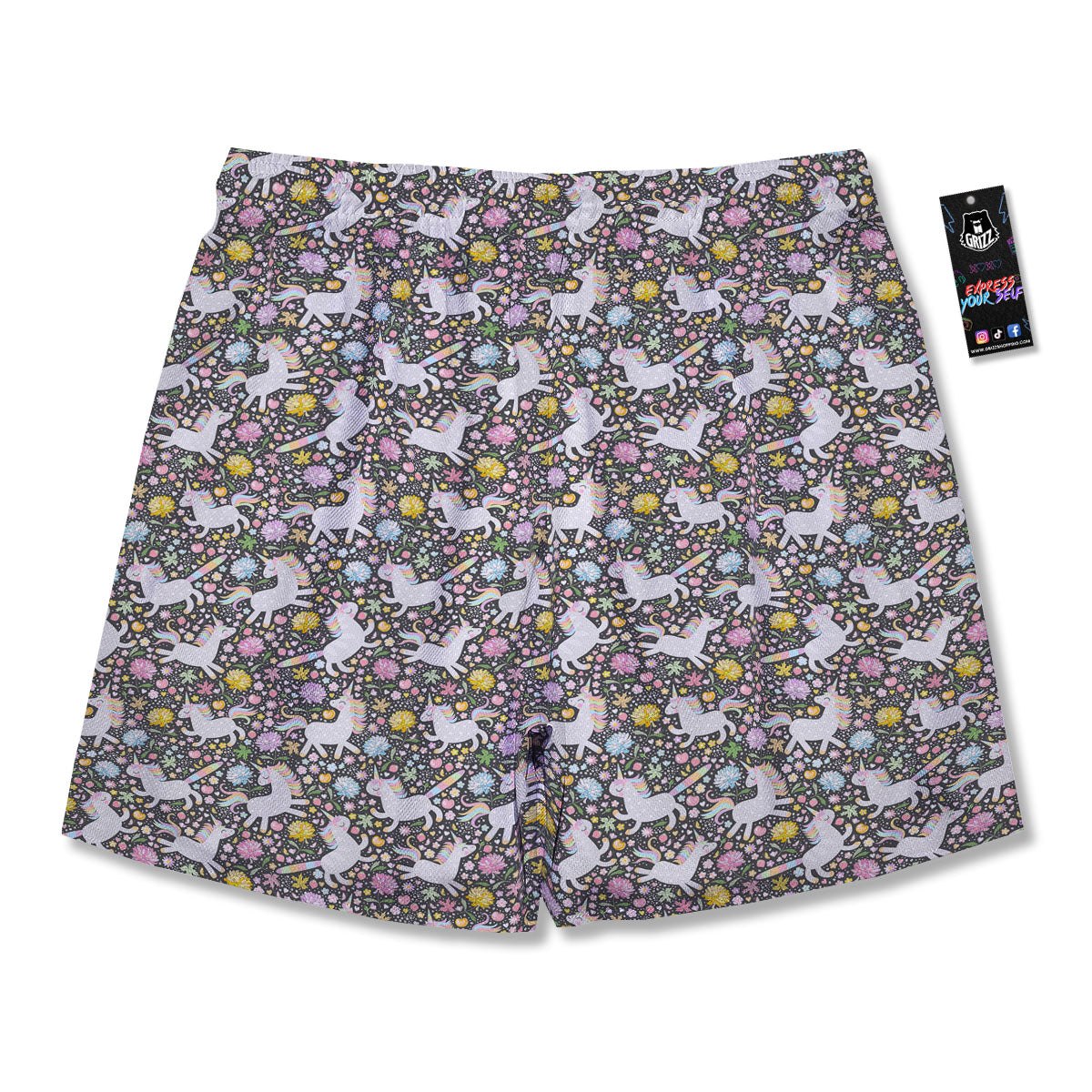 Unicorn Fairy Floral Print Pattern Men's Running Shorts-grizzshop