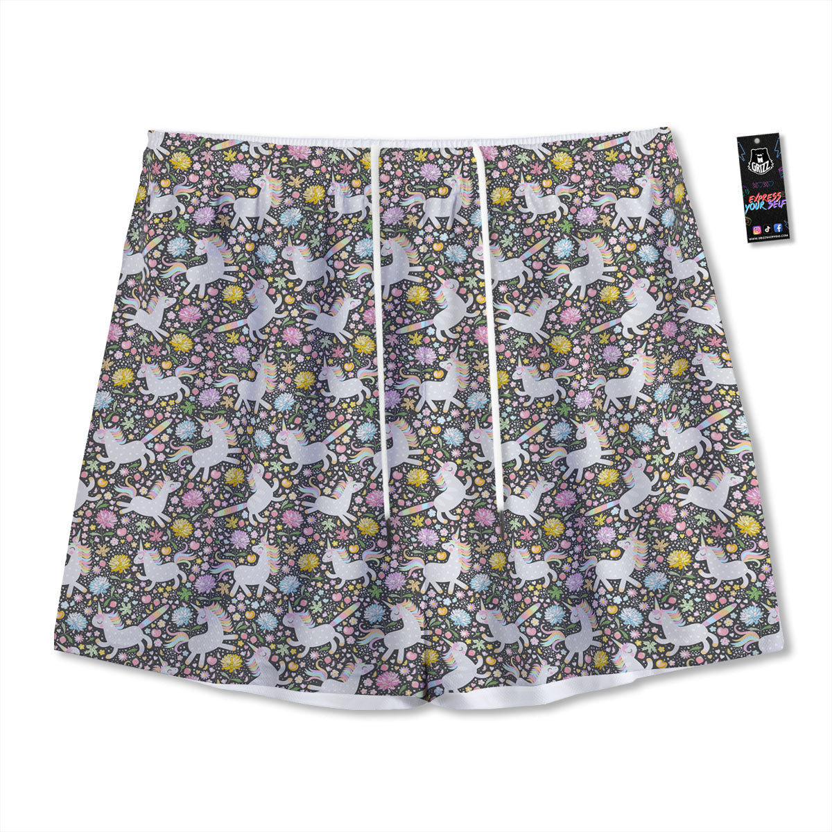 Unicorn Fairy Floral Print Pattern Mesh Shorts