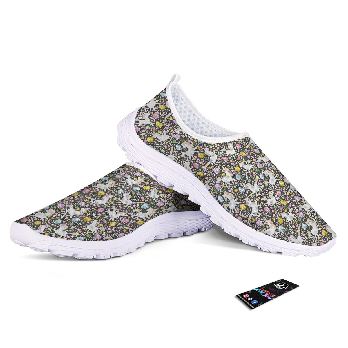Unicorn Fairy Floral Print Pattern Nurse Shoes-grizzshop