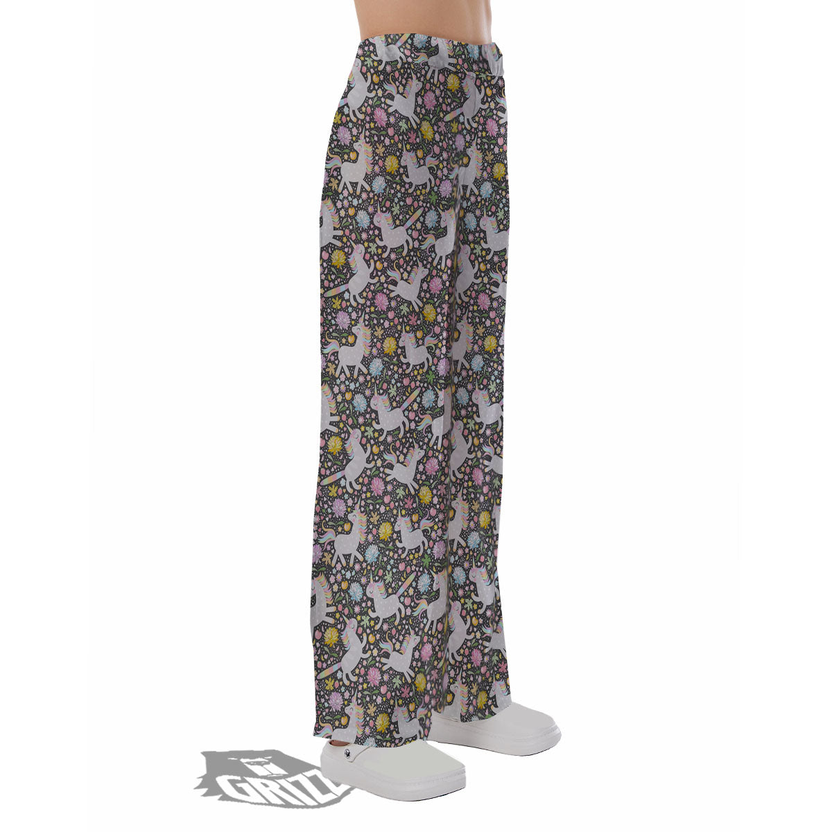 Unicorn Fairy Floral Print Pattern Pajama Pants-grizzshop