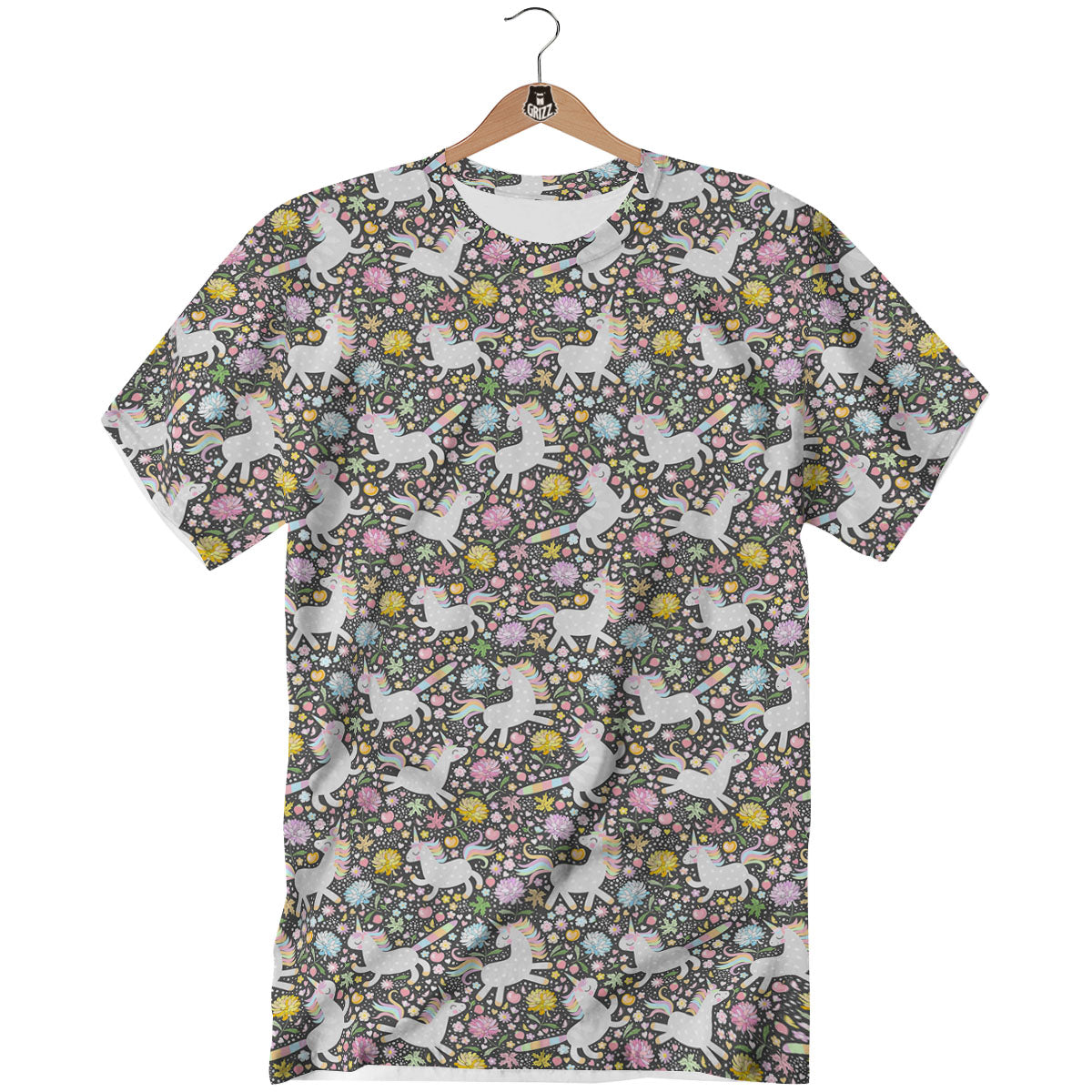 Unicorn Fairy Floral Print Pattern T-Shirt-grizzshop