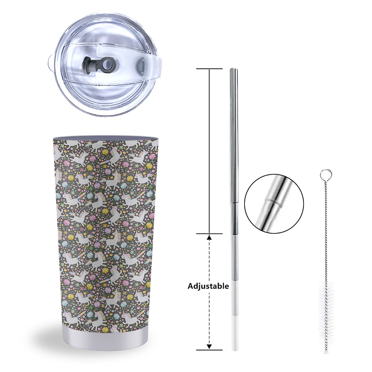 Unicorn Fairy Floral Print Pattern Tumbler-grizzshop