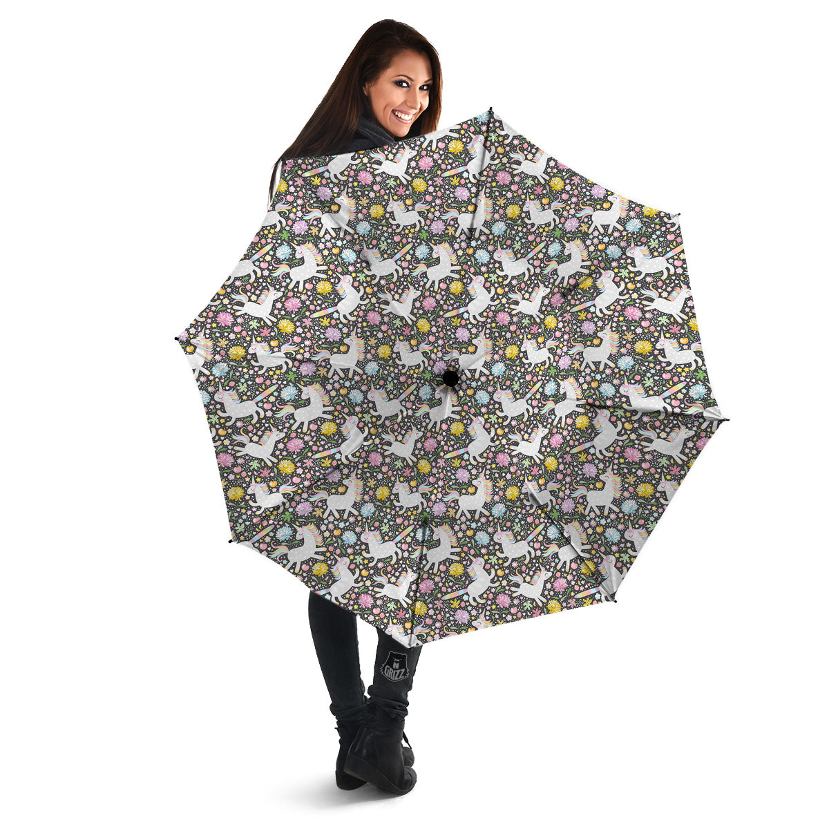 Unicorn Fairy Floral Print Pattern Umbrella-grizzshop