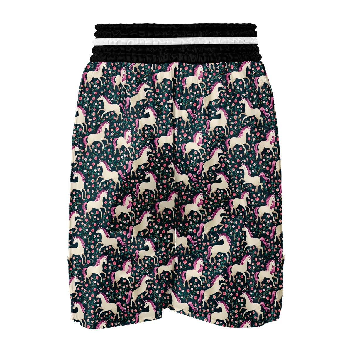 Unicorn Floral Pattern Print Boxing Shorts-grizzshop