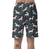 Unicorn Floral Pattern Print Men's Shorts-grizzshop