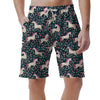 Unicorn Floral Pattern Print Men's Shorts-grizzshop