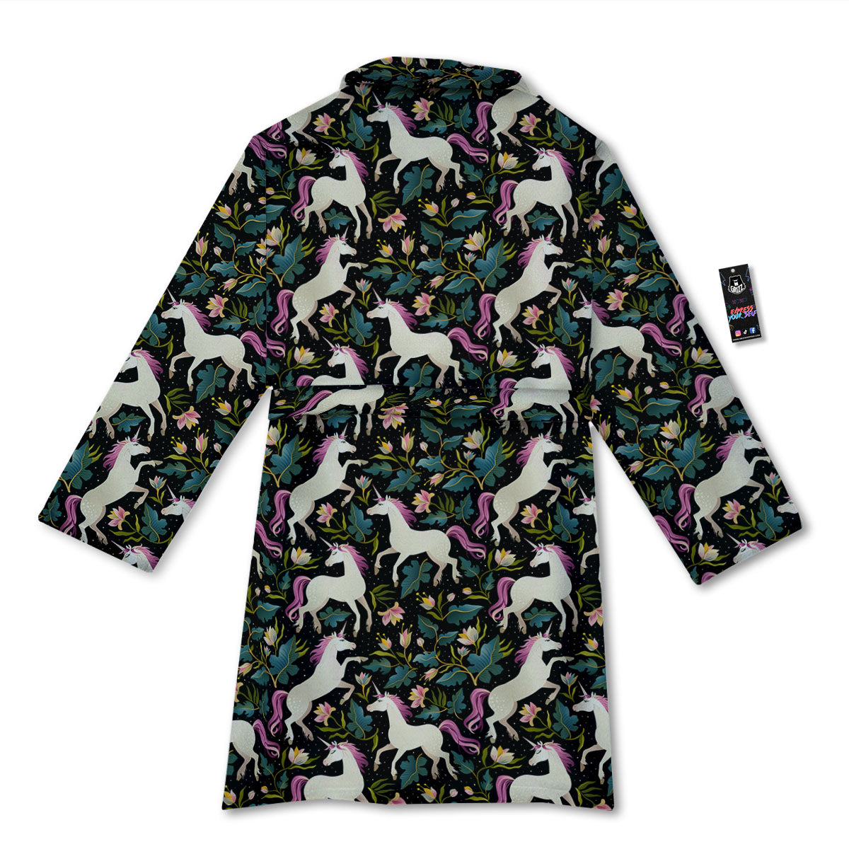 Unicorn Floral Print Pattern Bathrobe-grizzshop