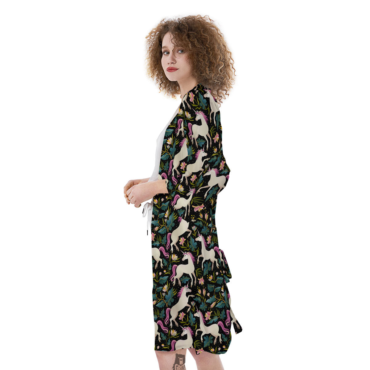 Unicorn Floral Print Pattern Kimono-grizzshop