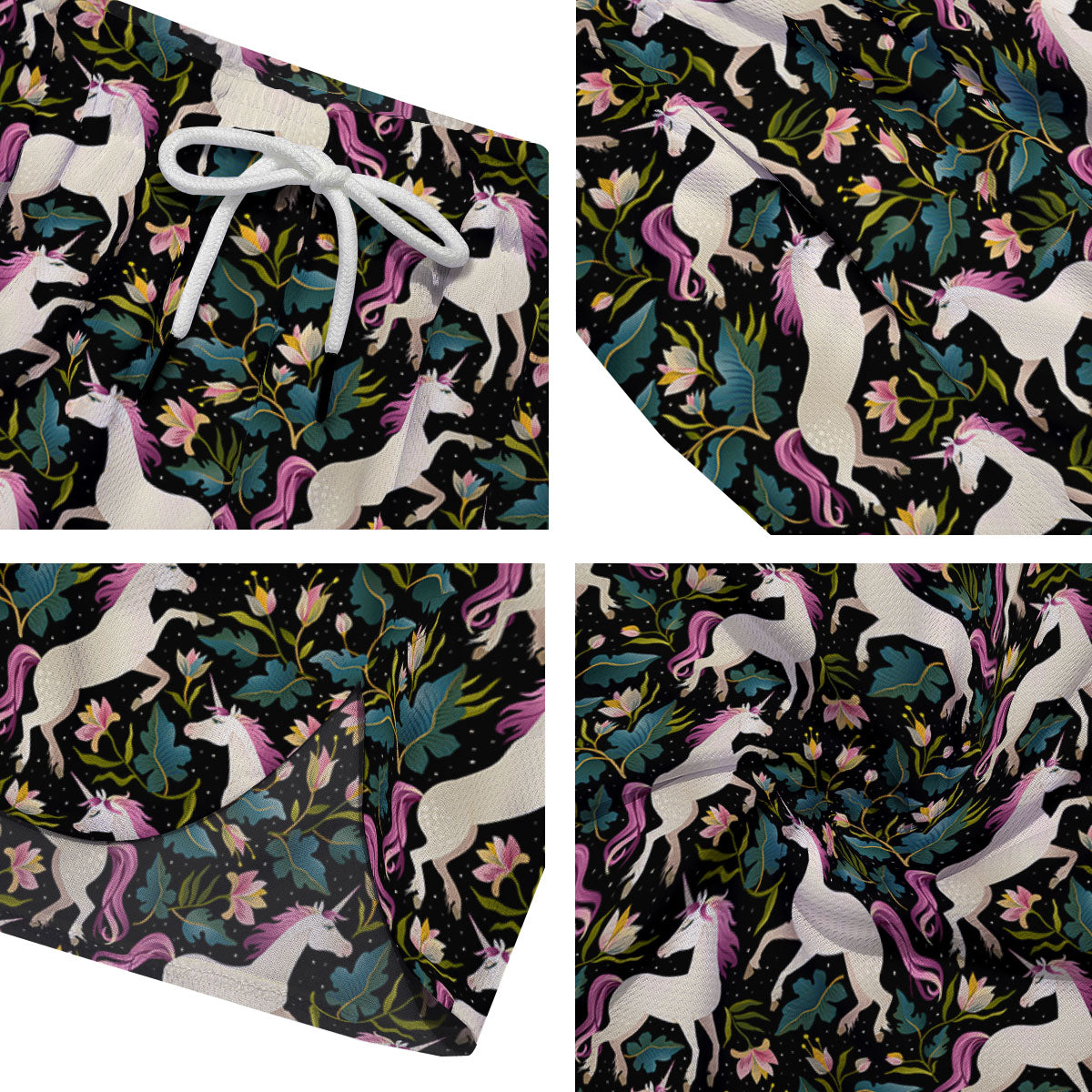 Unicorn Floral Print Pattern Men's Running Shorts-grizzshop