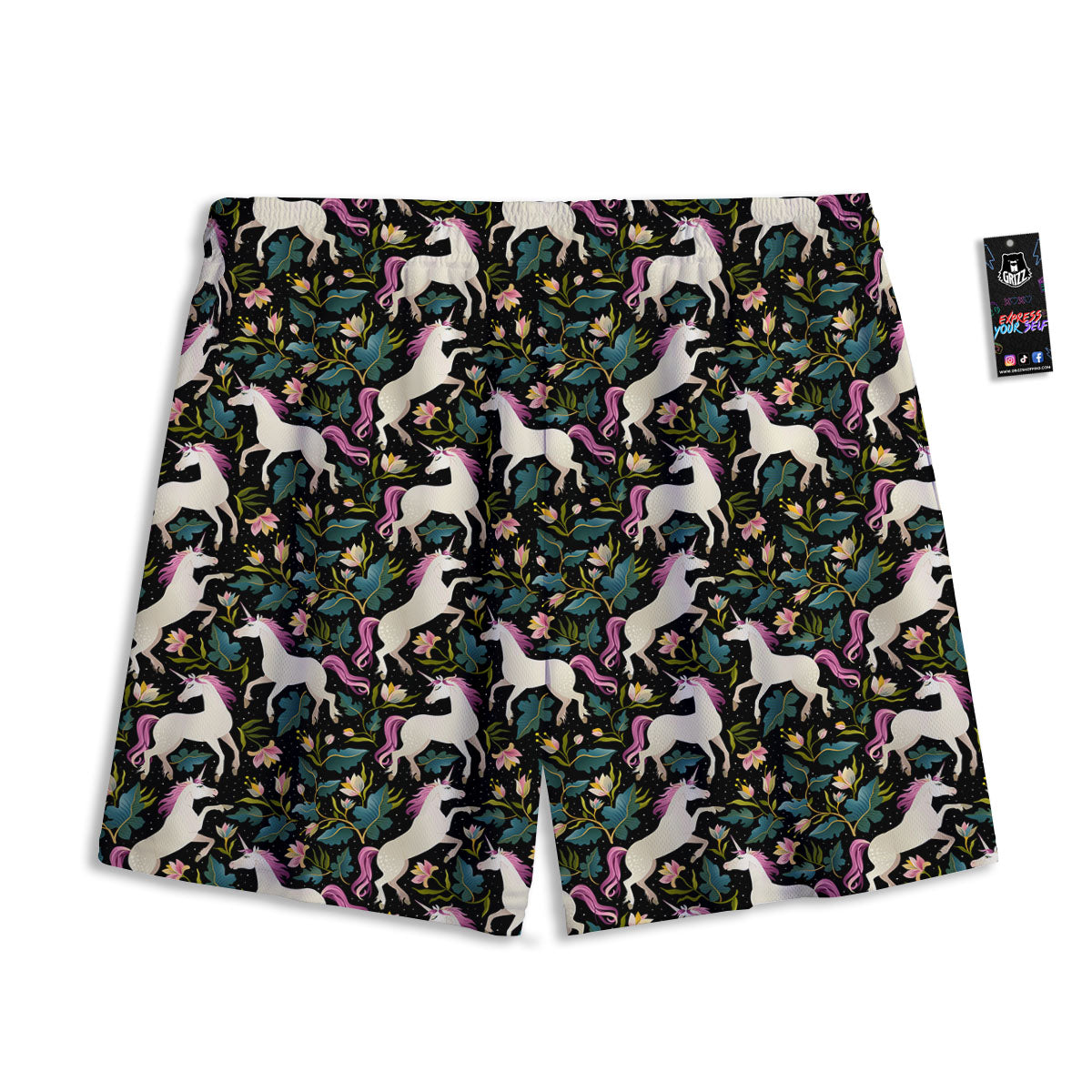 Unicorn Floral Print Pattern Mesh Shorts