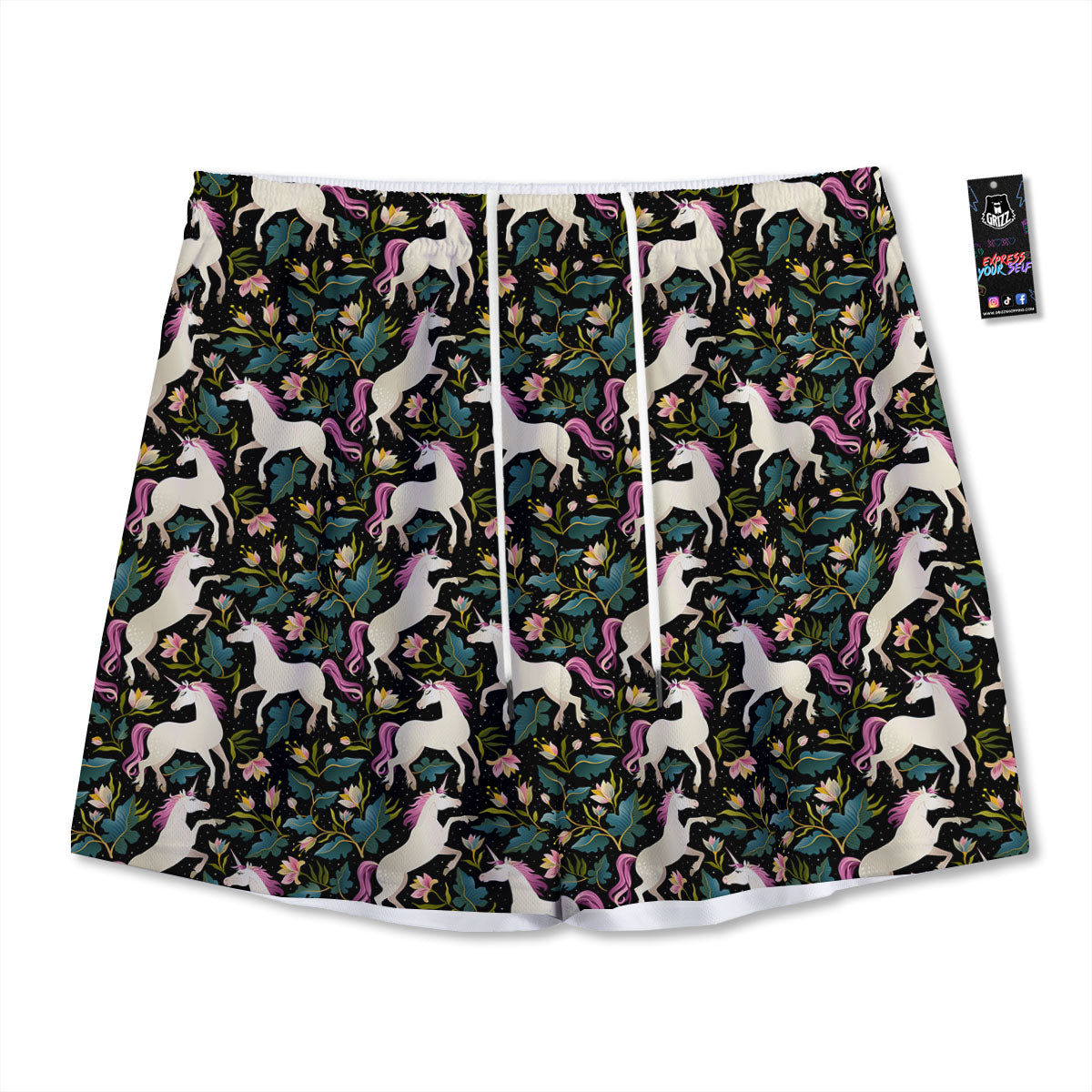 Unicorn Floral Print Pattern Mesh Shorts