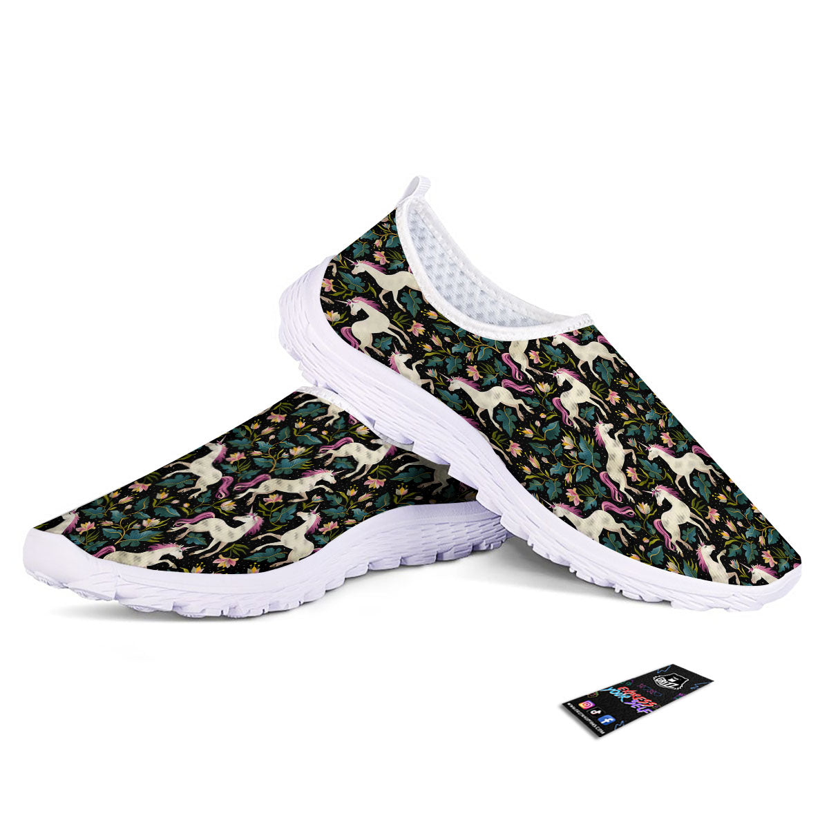 Unicorn Floral Print Pattern Nurse Shoes-grizzshop