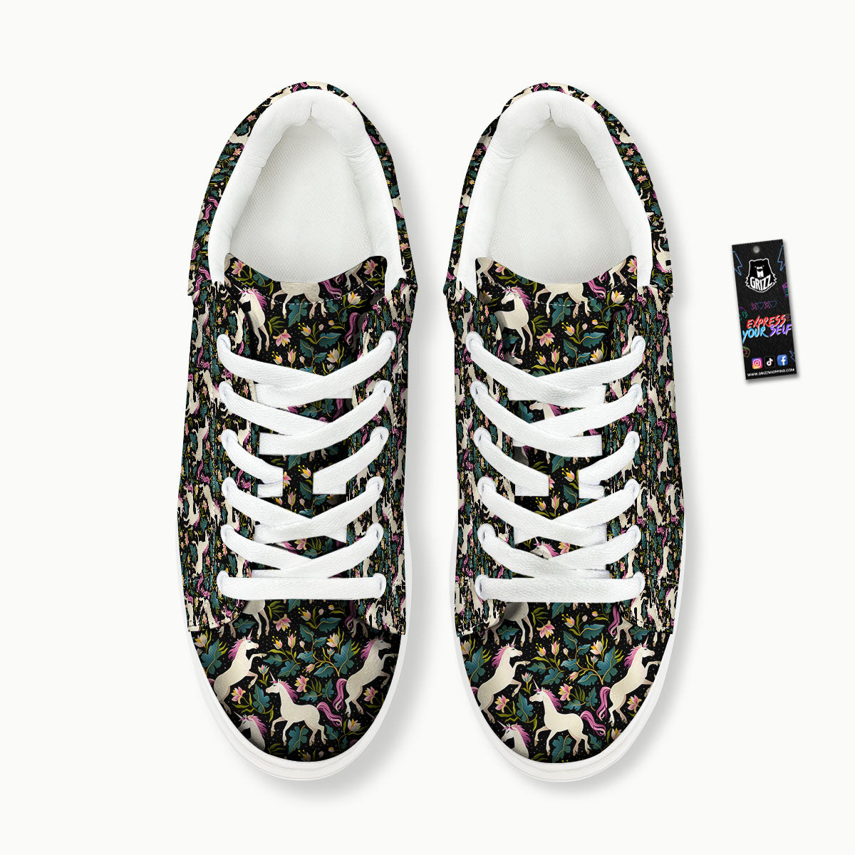 Unicorn Floral Print Pattern Platform Shoes-grizzshop