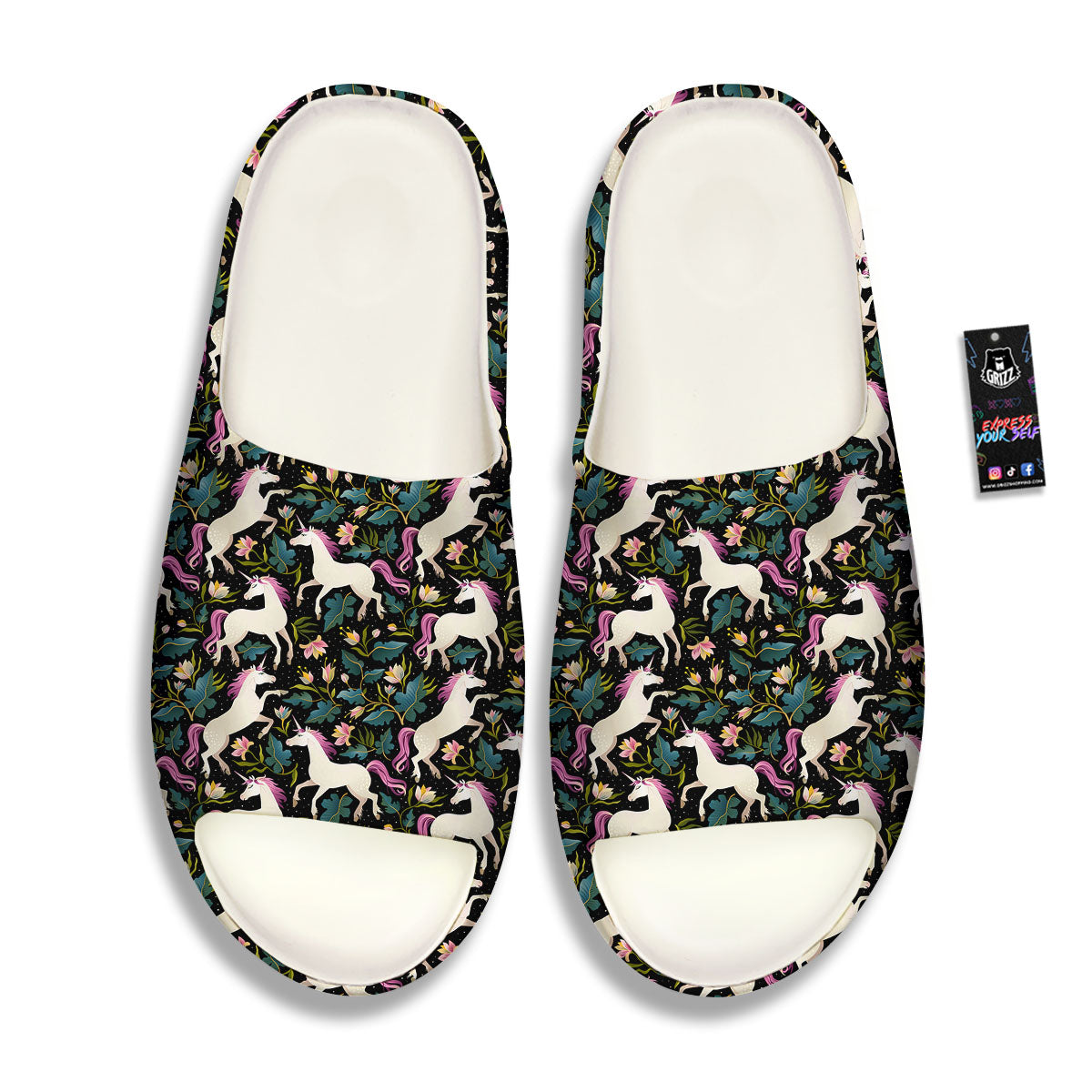 Unicorn Floral Print Pattern Sandals-grizzshop