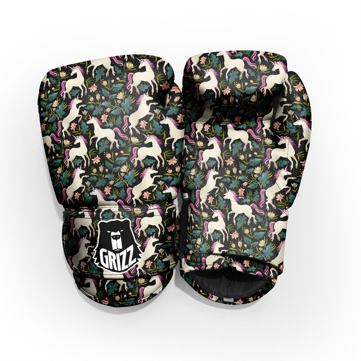 Unicorn Floral Print Pattern Pro Boxing Glove