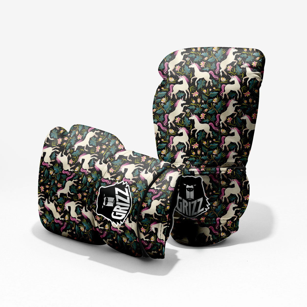 Unicorn Floral Print Pattern Pro Boxing Glove