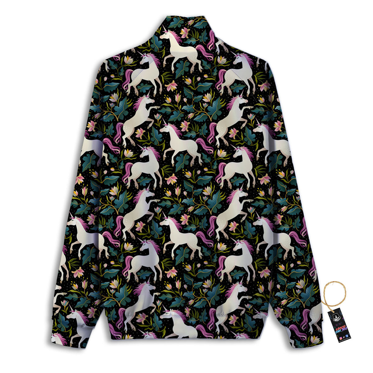 Unicorn Floral Print Pattern Track Jacket-grizzshop