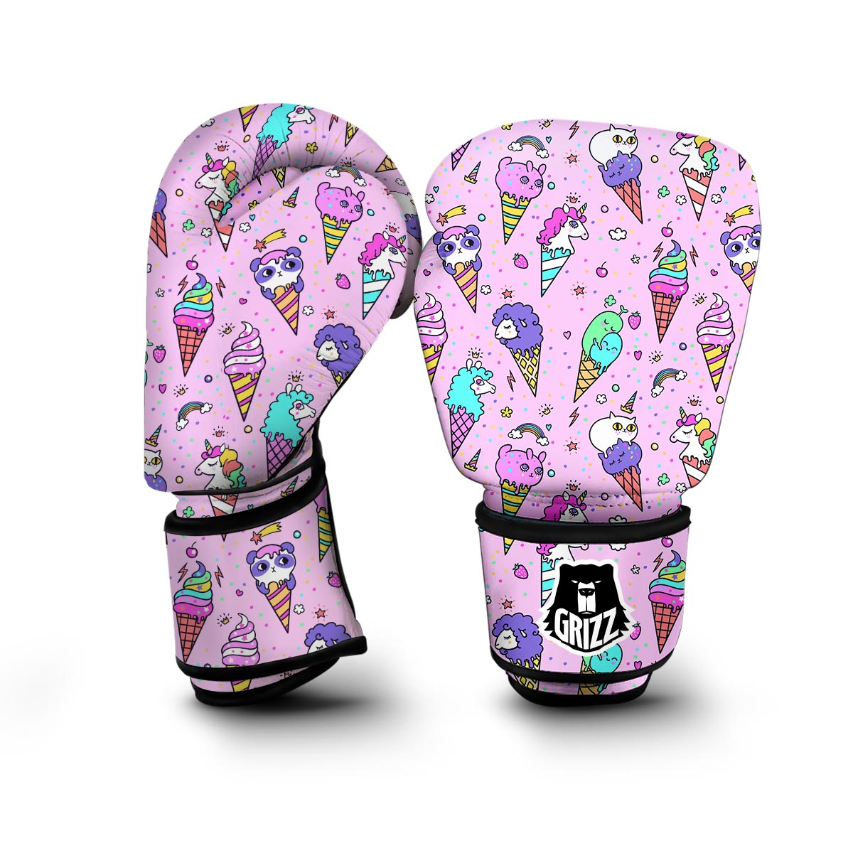 Unicorn Ice Cream Cone Pattern Print Boxing Gloves-grizzshop