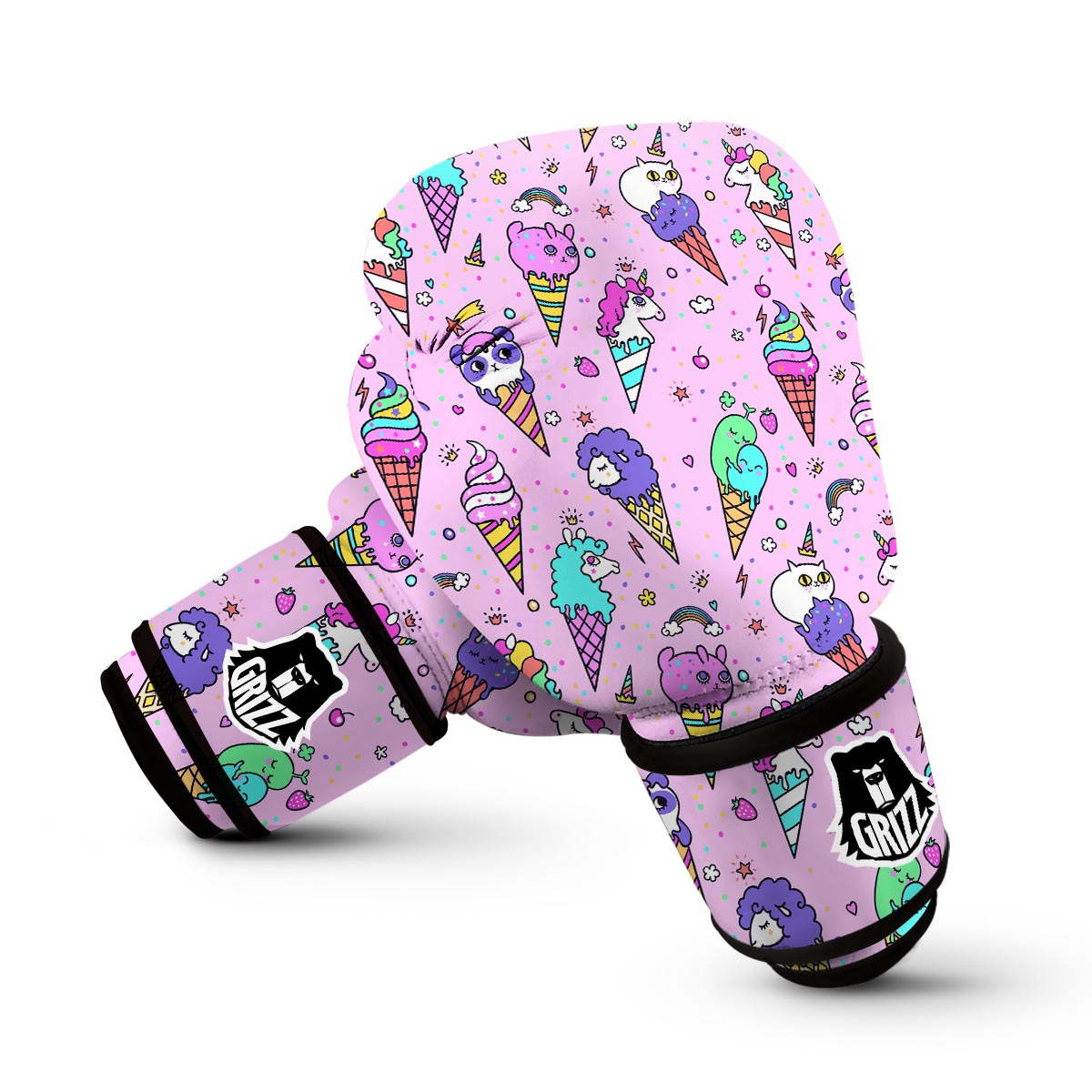 Unicorn Ice Cream Cone Pattern Print Boxing Gloves-grizzshop