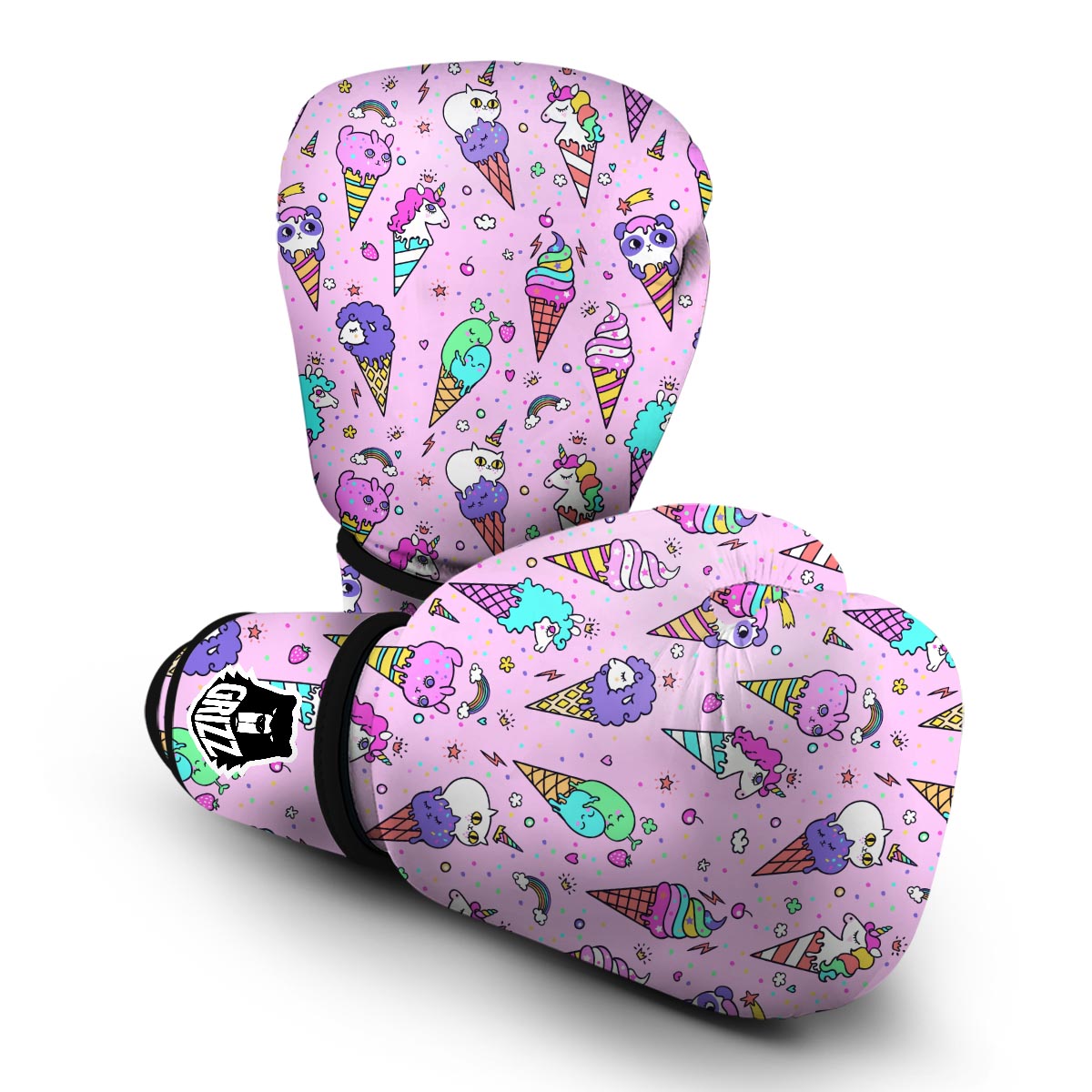 Unicorn Ice Cream Cone Pattern Print Boxing Gloves-grizzshop