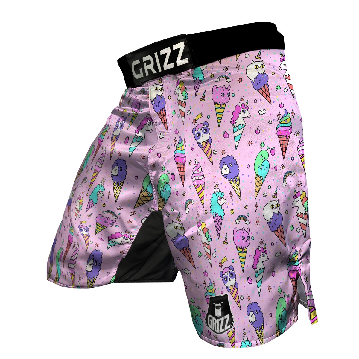 Unicorn Ice Cream Cone Pattern Print MMA Shorts-grizzshop