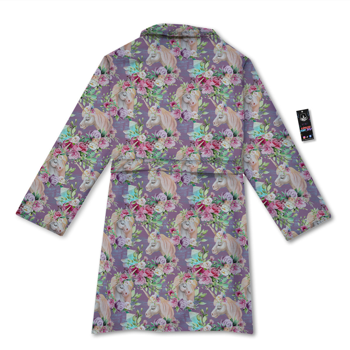 Unicorn Magic Floral Print Pattern Bathrobe-grizzshop
