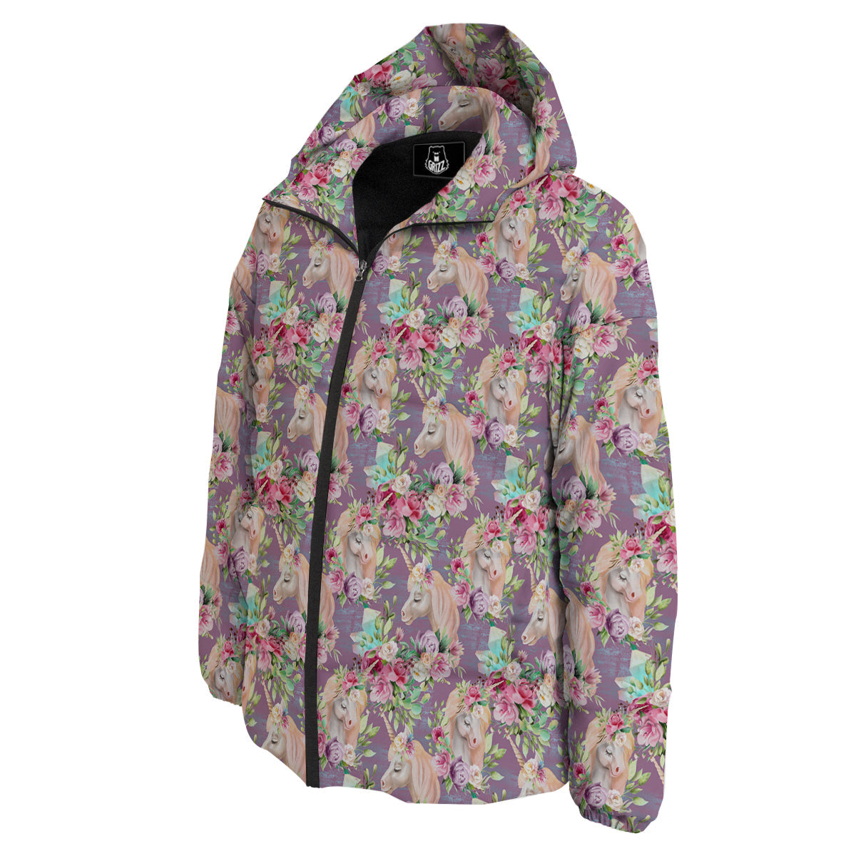 Unicorn Magic Floral Print Pattern Down Jacket-grizzshop