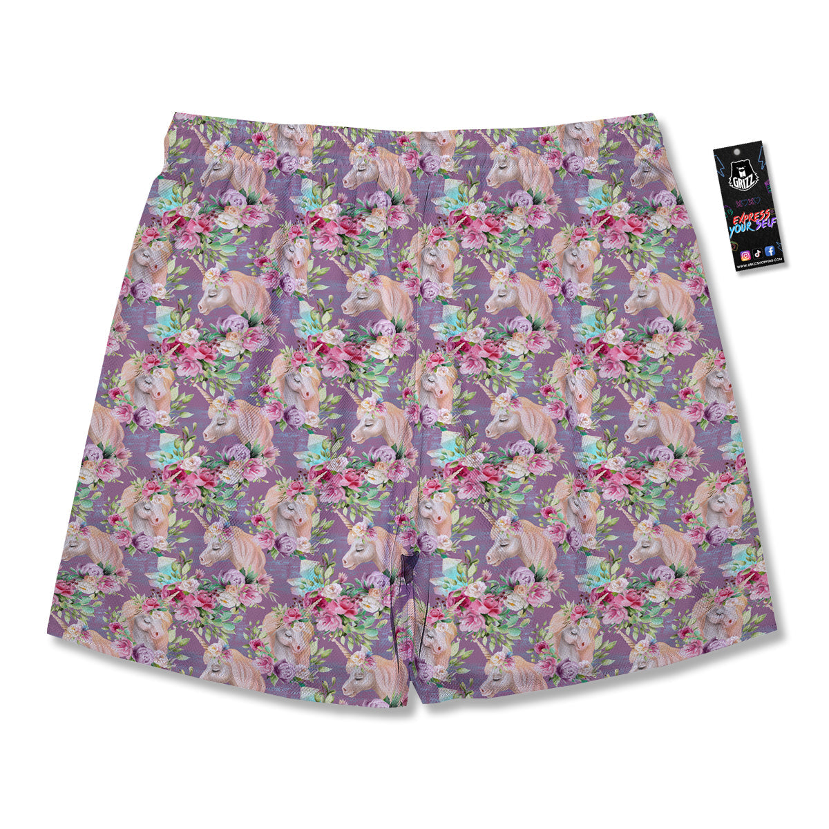 Unicorn Magic Floral Print Pattern Men's Running Shorts-grizzshop