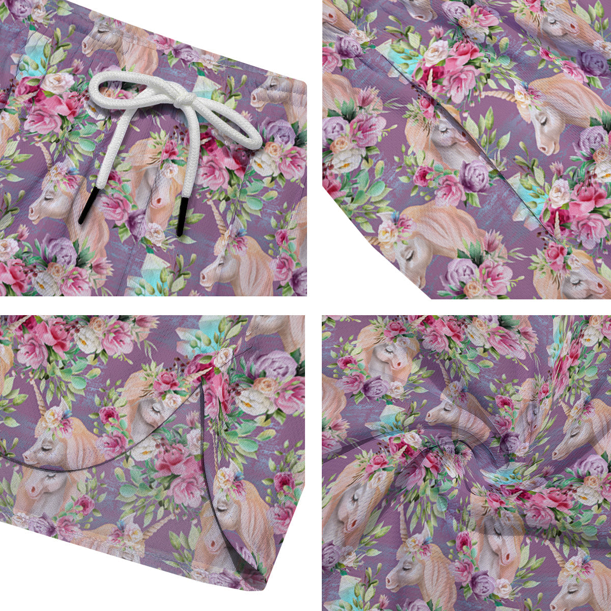 Unicorn Magic Floral Print Pattern Men's Running Shorts-grizzshop