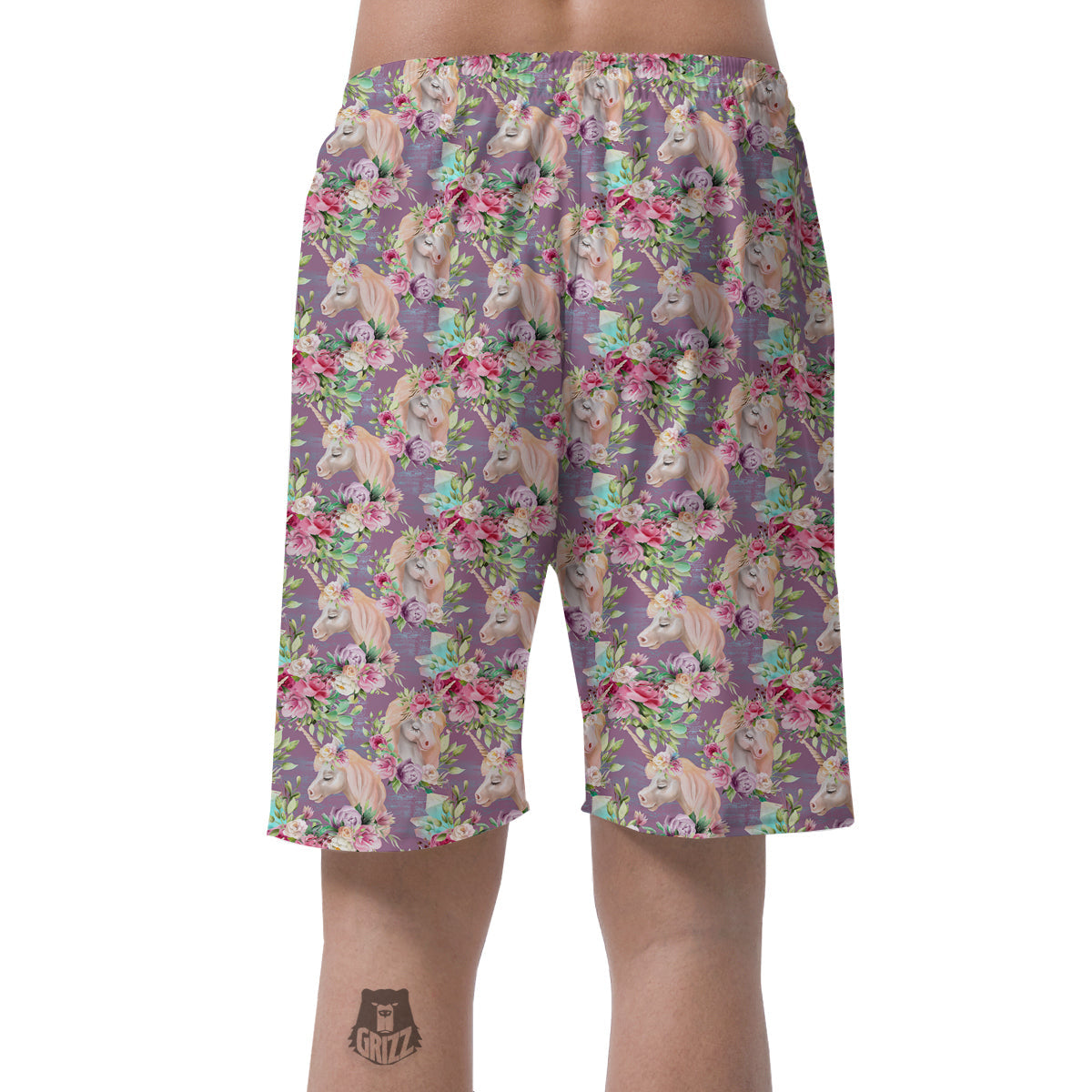 Unicorn Magic Floral Print Pattern Men's Shorts-grizzshop
