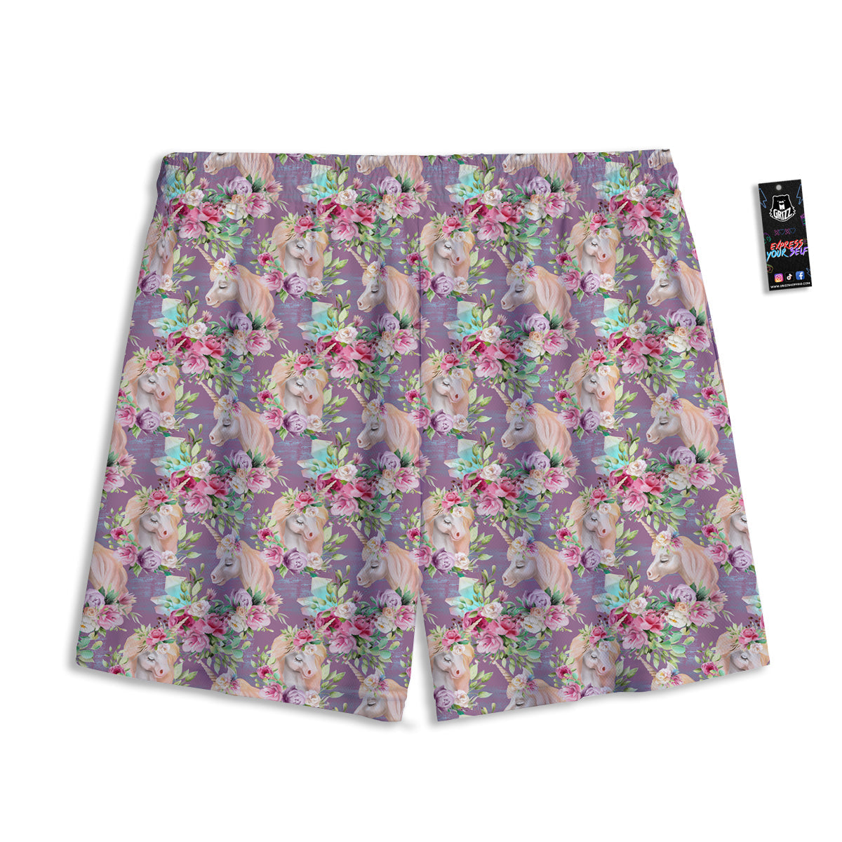 Unicorn Magic Floral Print Pattern Mesh Shorts
