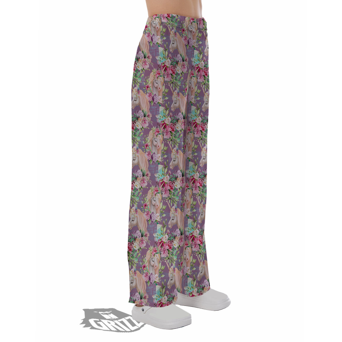 Unicorn Magic Floral Print Pattern Pajama Pants-grizzshop