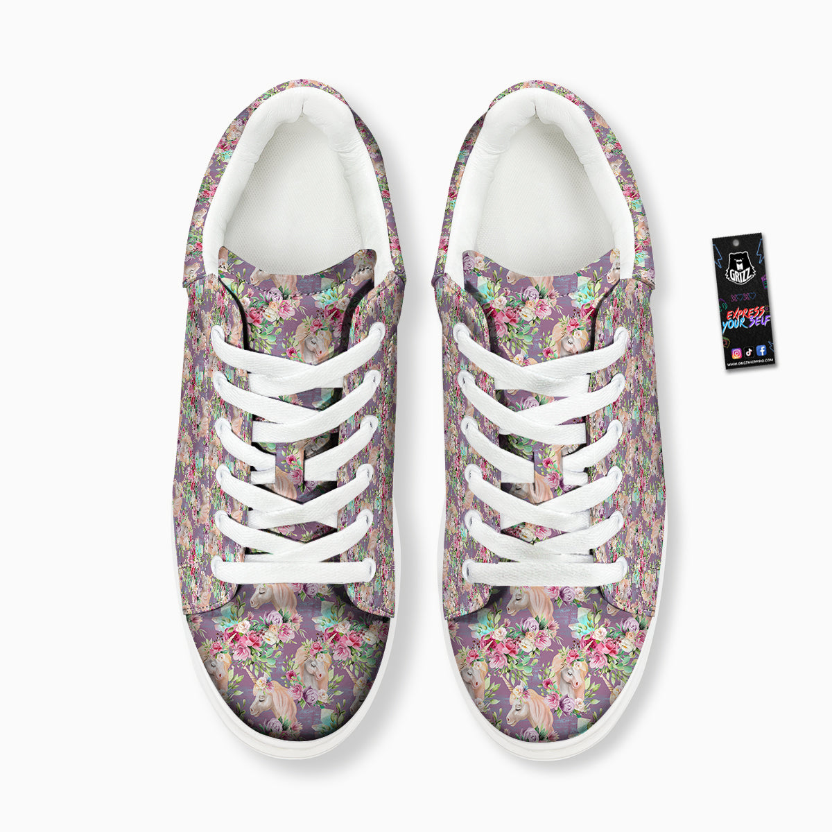 Unicorn Magic Floral Print Pattern Platform Shoes-grizzshop