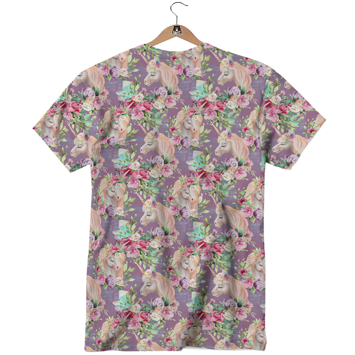 Unicorn Magic Floral Print Pattern T-Shirt-grizzshop