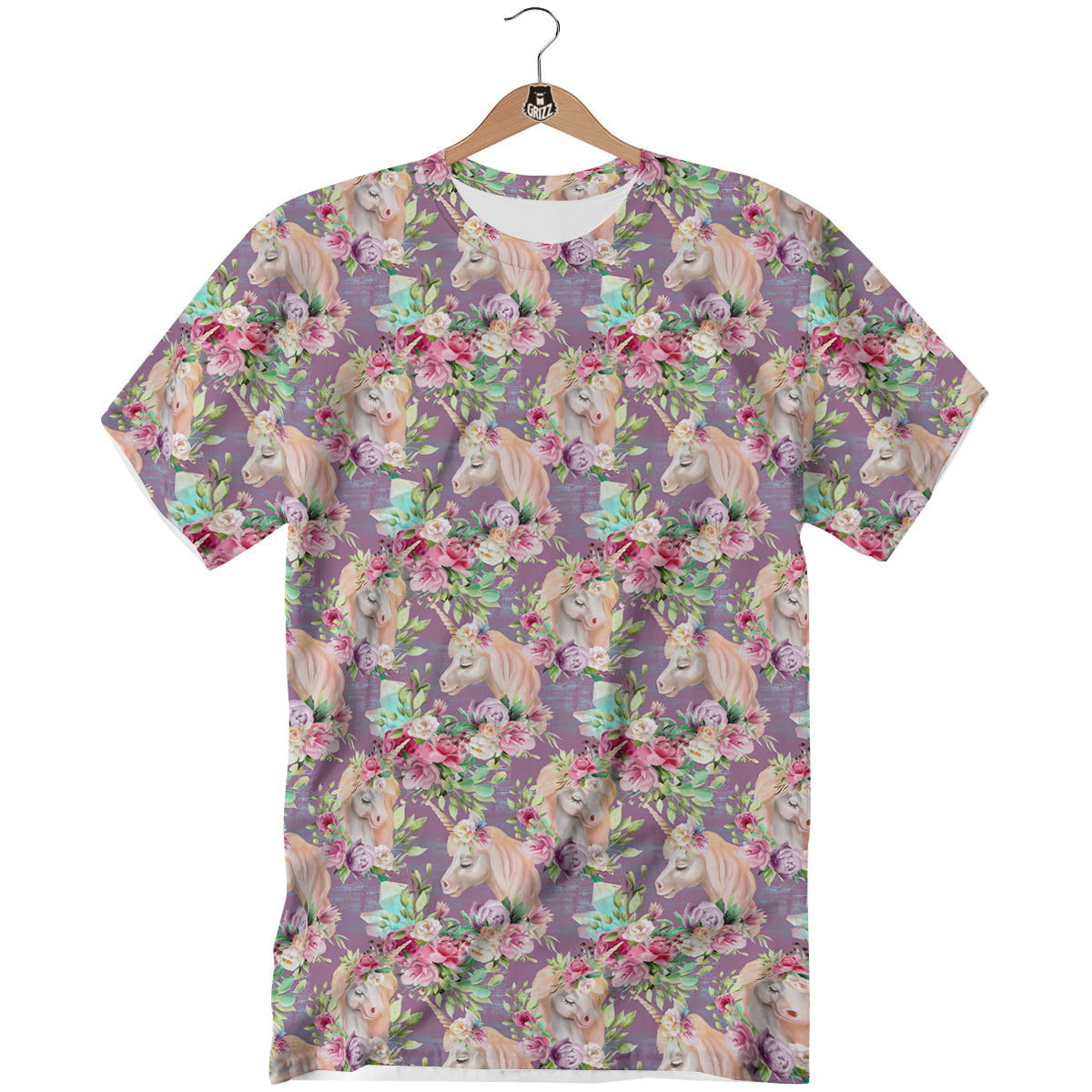 Unicorn Magic Floral Print Pattern T-Shirt-grizzshop