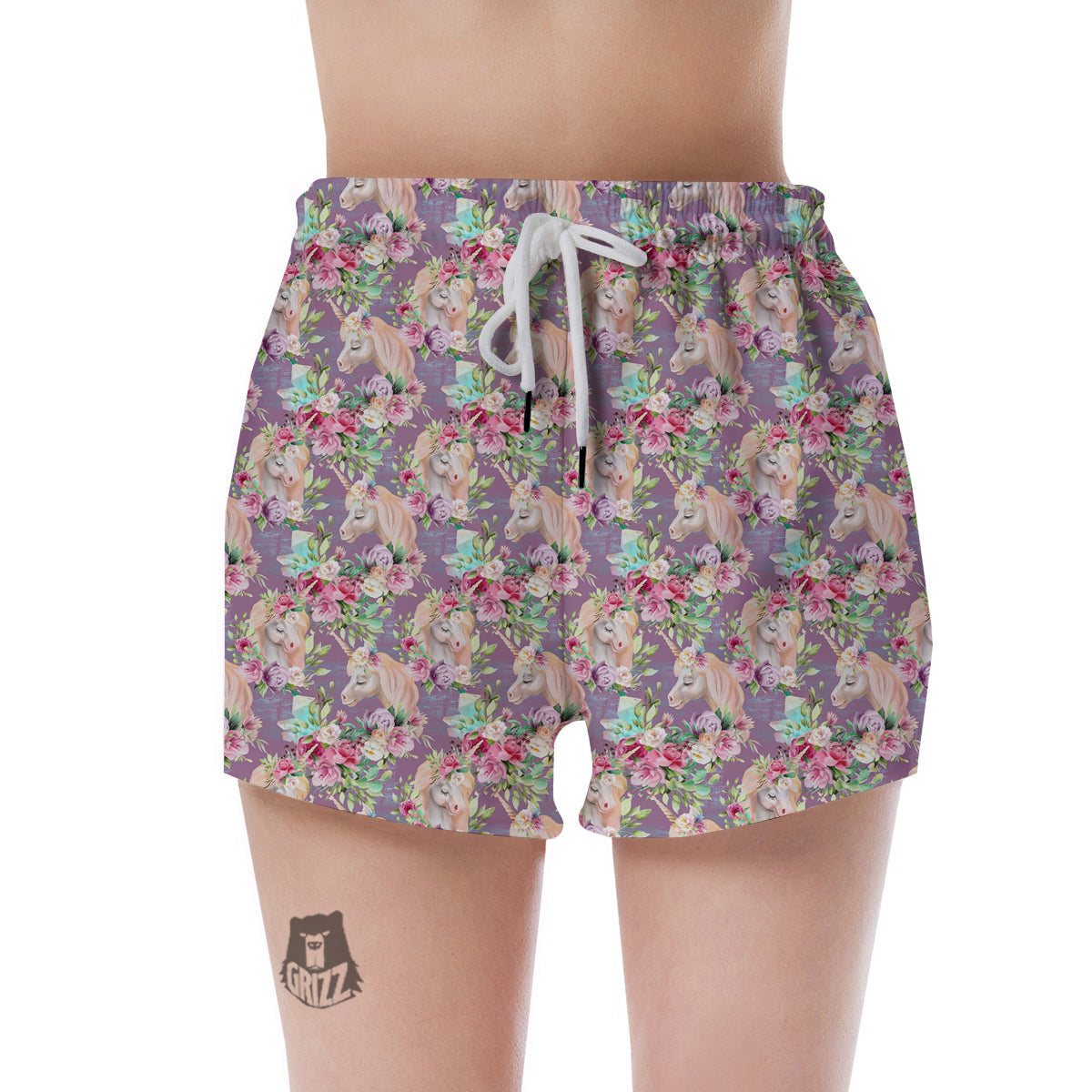Unicorn Magic Floral Print Pattern Women's Shorts-grizzshop