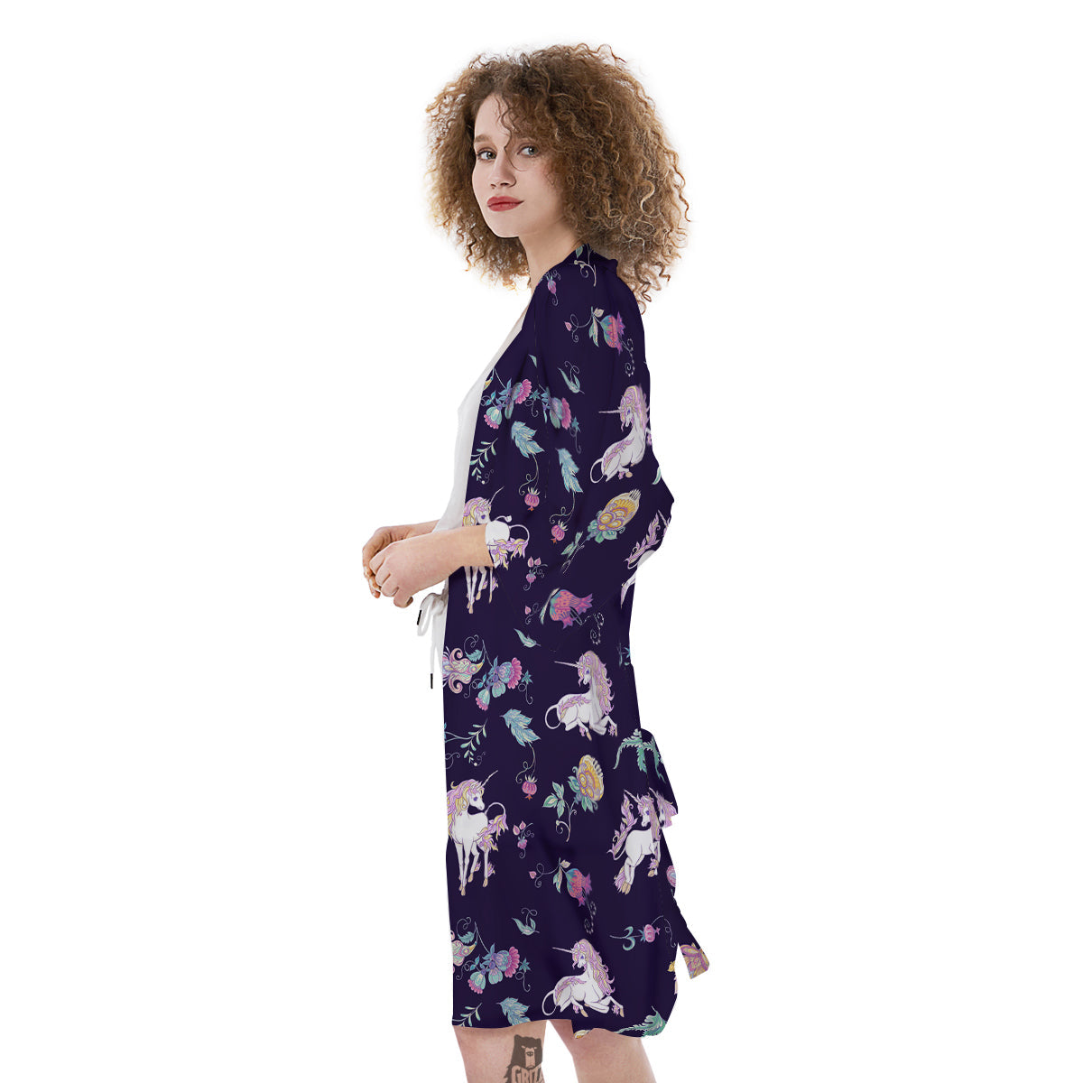 Unicorn Night Floral Print Pattern Kimono-grizzshop
