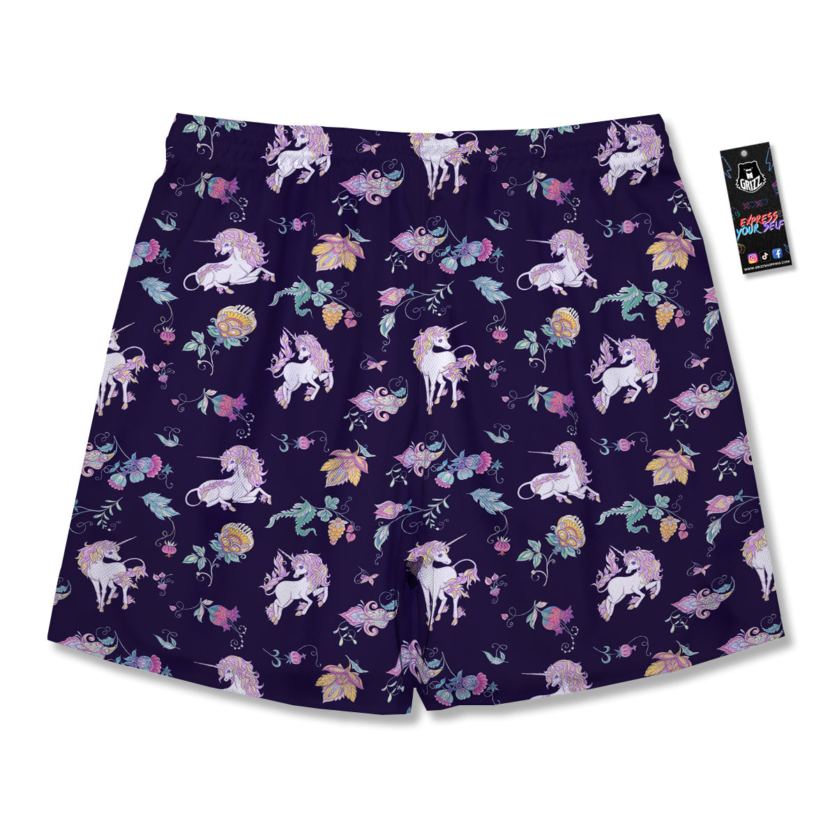 Unicorn Night Floral Print Pattern Men's Running Shorts-grizzshop