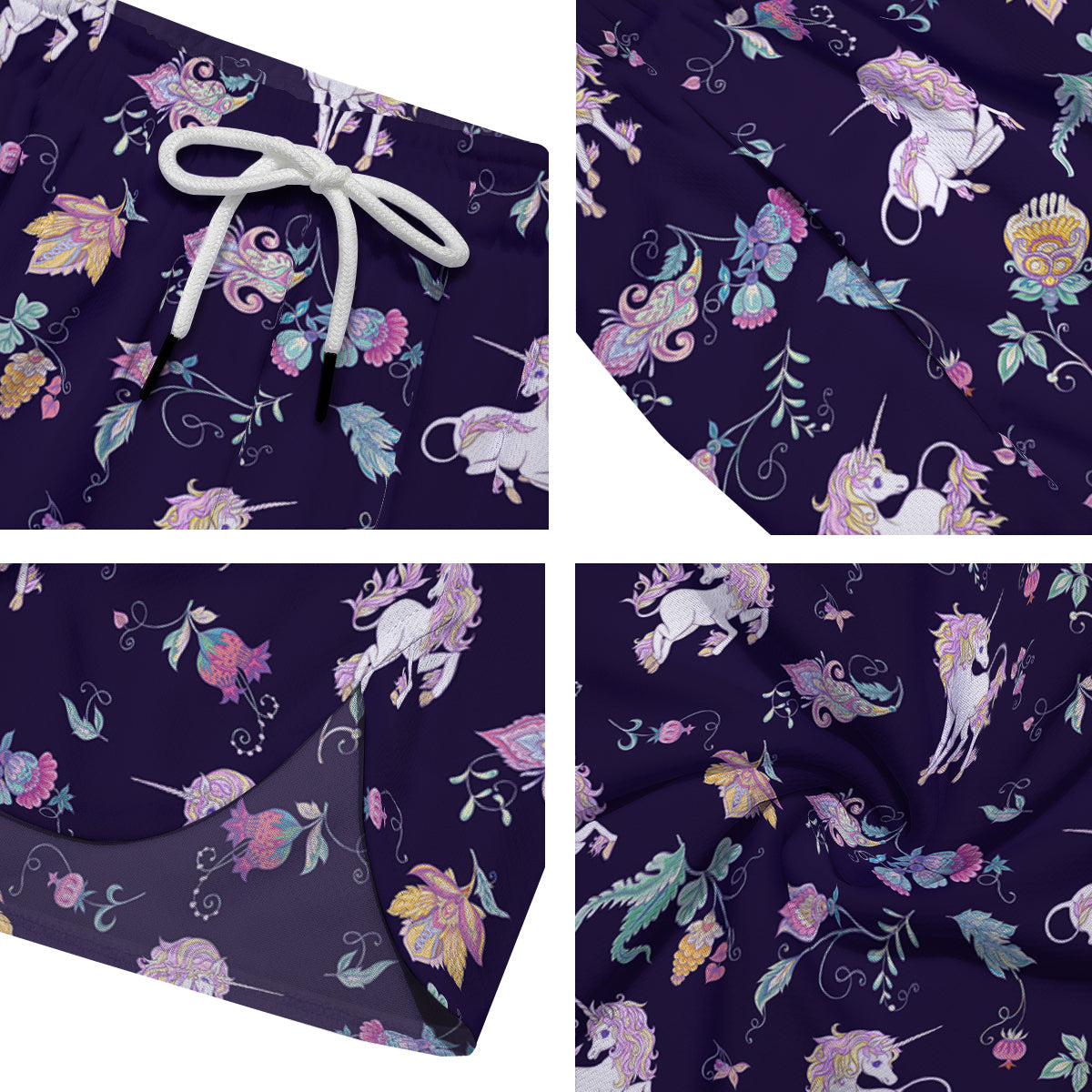 Unicorn Night Floral Print Pattern Men's Running Shorts-grizzshop