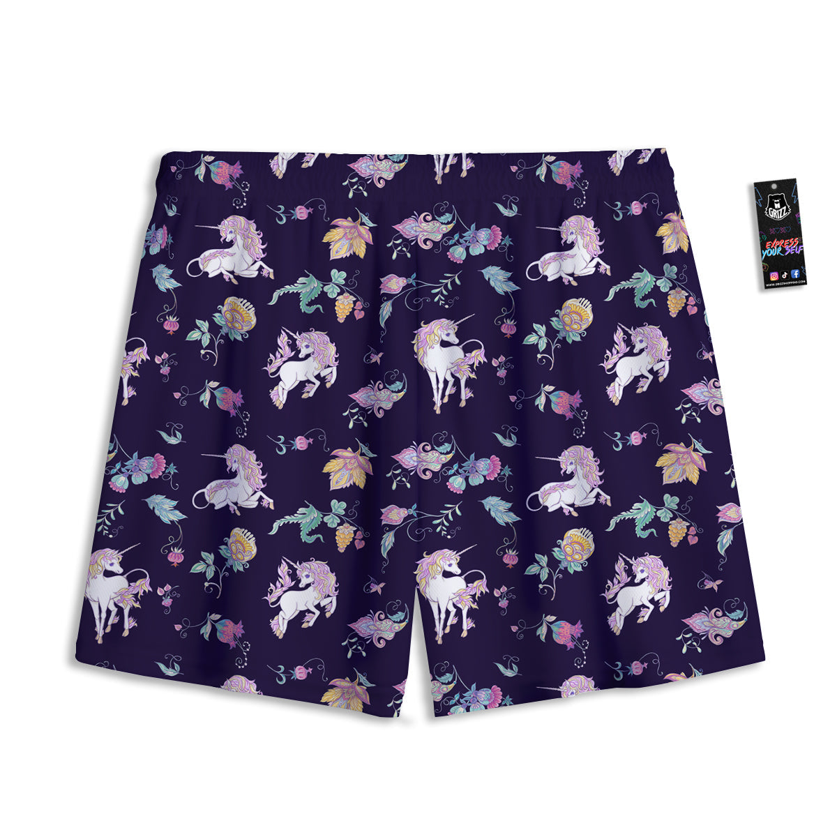 Unicorn Night Floral Print Pattern Mesh Shorts