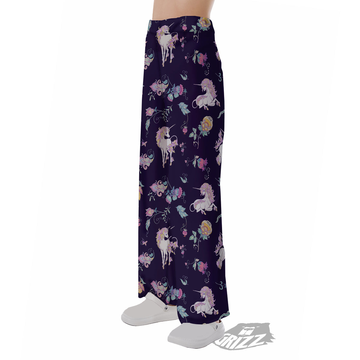 Unicorn Night Floral Print Pattern Pajama Pants-grizzshop