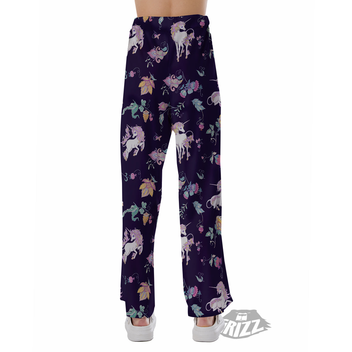Unicorn Night Floral Print Pattern Pajama Pants-grizzshop