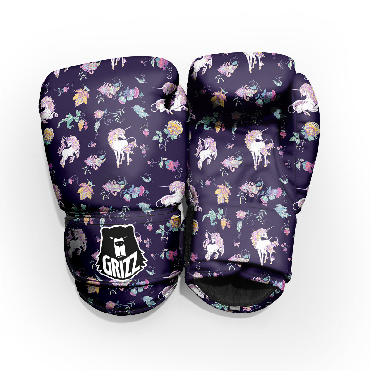 Unicorn Night Floral Print Pattern Pro Boxing Glove