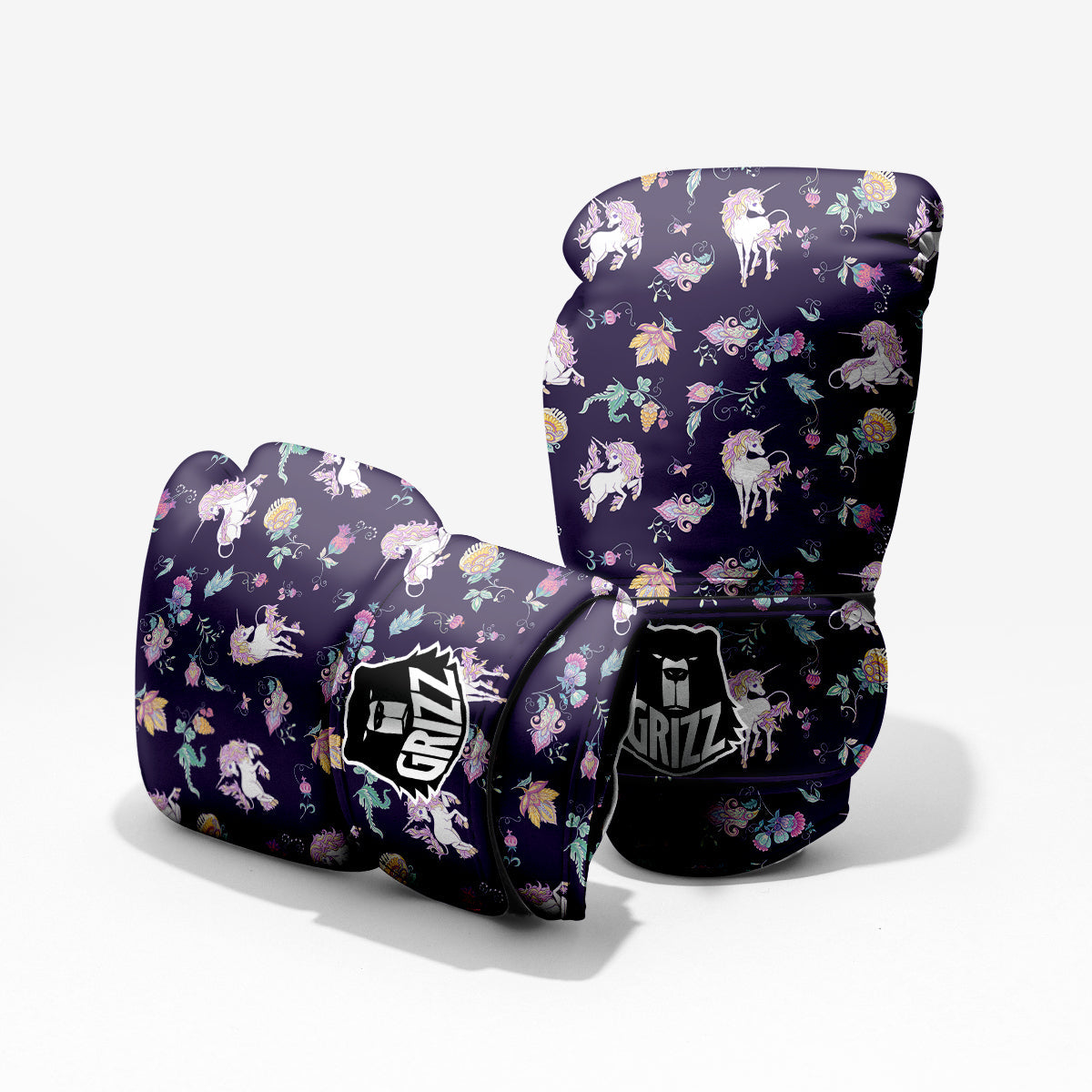 Unicorn Night Floral Print Pattern Pro Boxing Glove